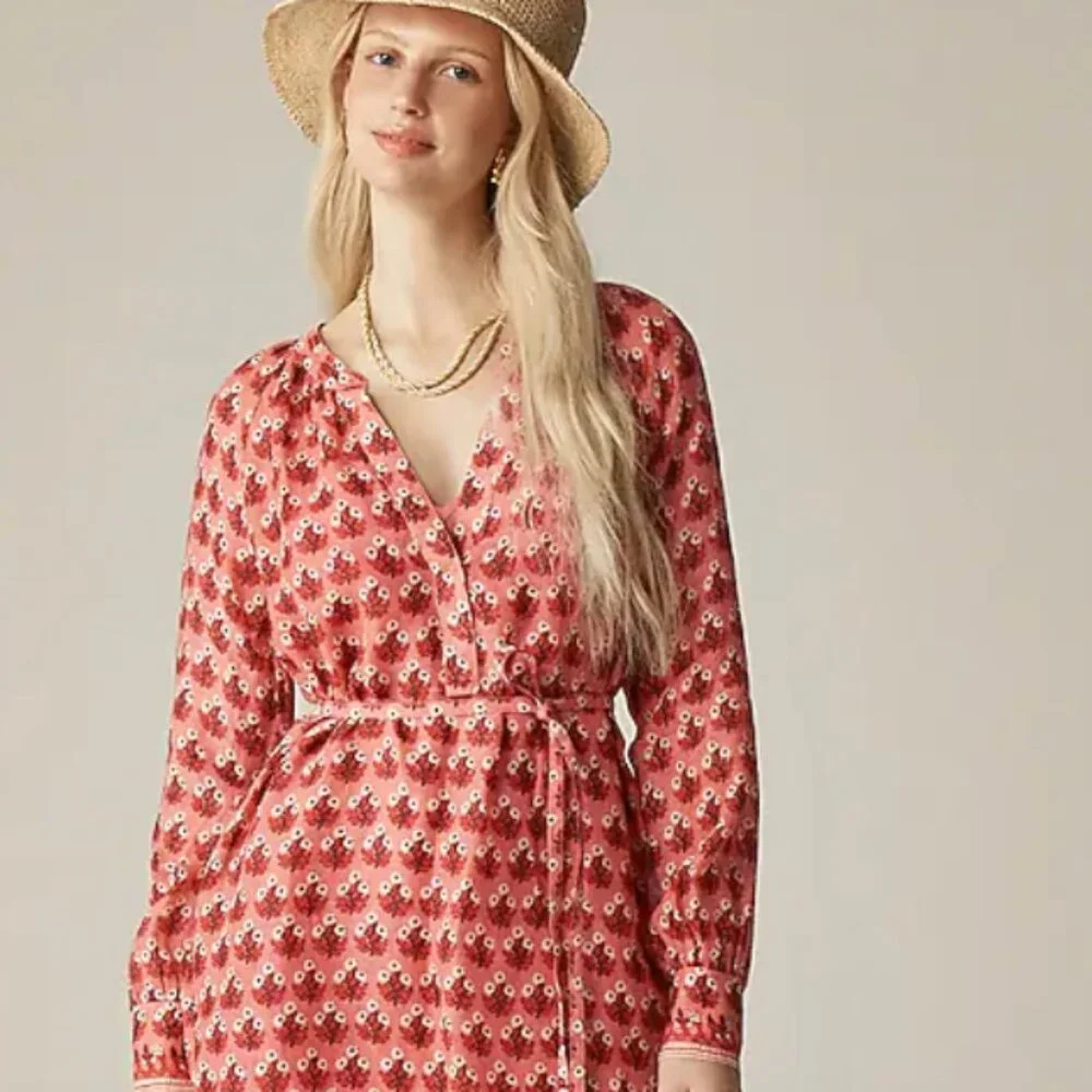 J.Crew Cabana mini‎ dress in block-print ramie